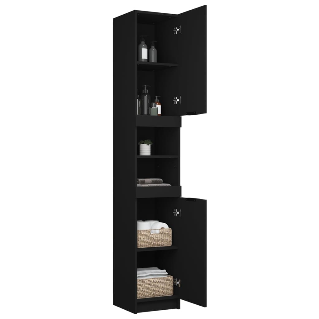 Bathroom Cabinet Black 32x34x188.5 cm Engineered Wood