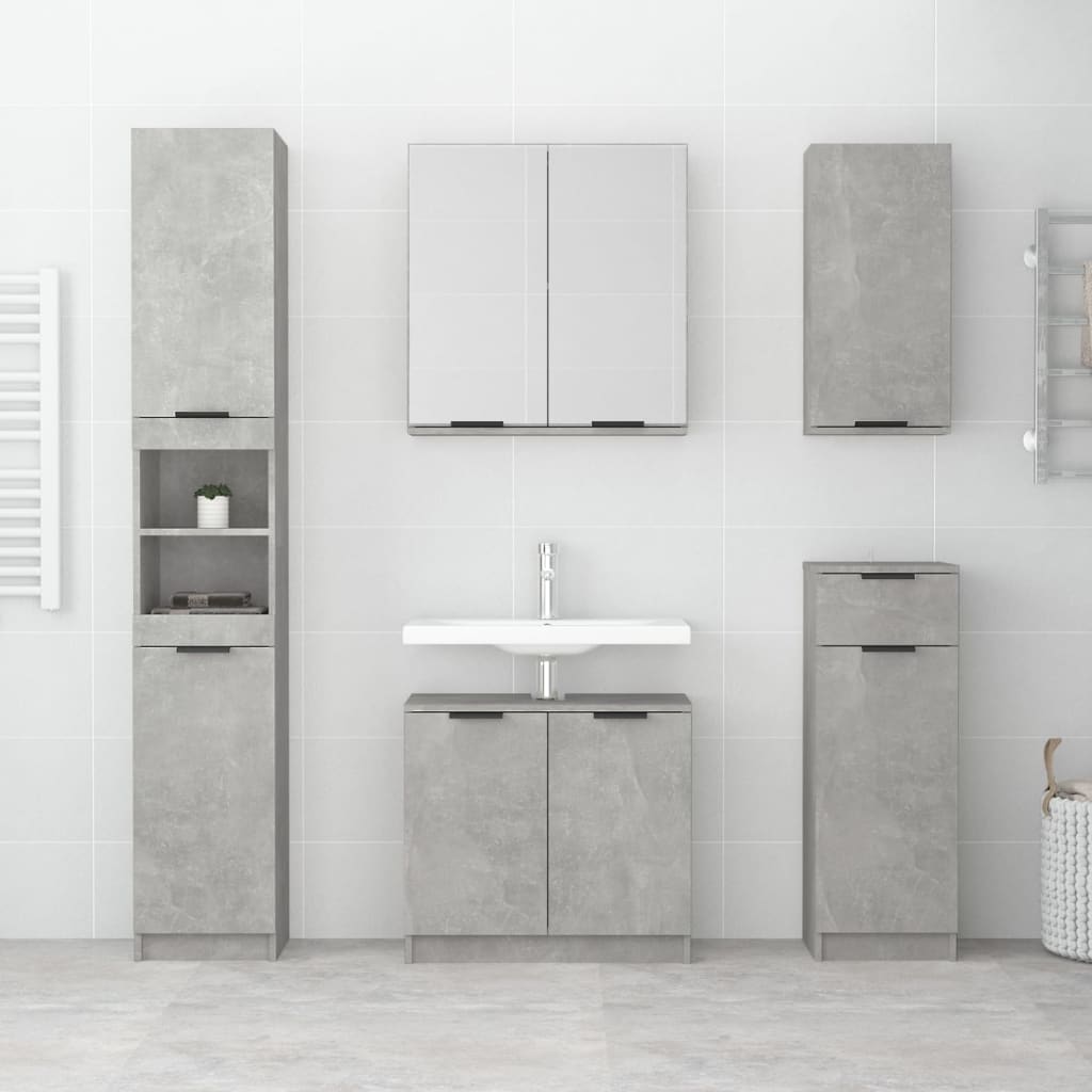 Bathroom Cabinet Concrete Grey 32x34x188.5 cm Engineered Wood - Bend