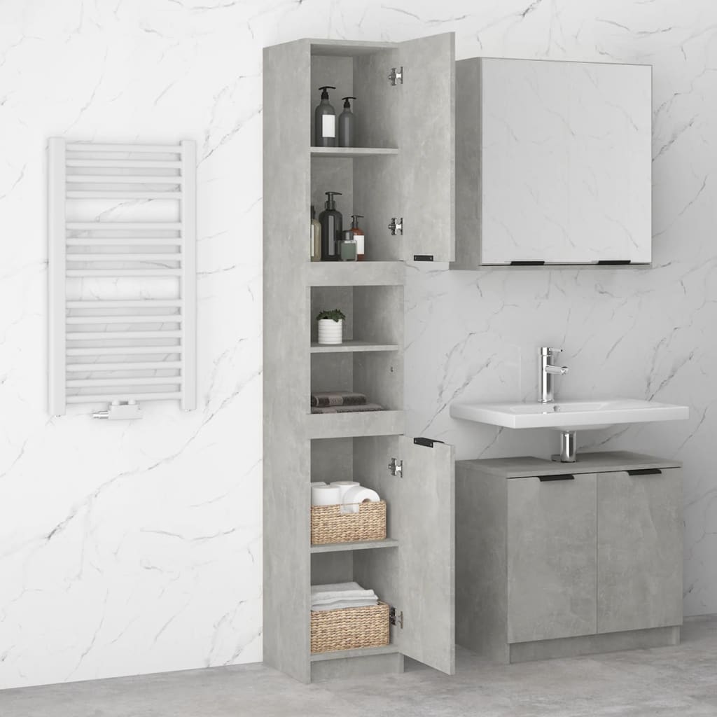 Bathroom Cabinet Concrete Grey 32x34x188.5 cm Engineered Wood - Bend