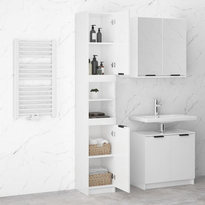 Bathroom Cabinet High Gloss White 32x34x188.5cm Engineered Wood - Bend