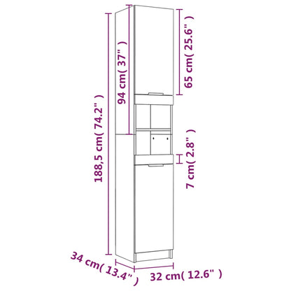 Bathroom Cabinet High Gloss White 32x34x188.5cm Engineered Wood - Bend