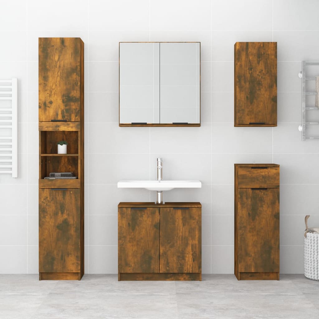 Wall-mounted Bathroom Cabinet Smoked Oak 32x20x67 cm - Bend