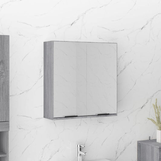 Bathroom Mirror Cabinet Grey Sonoma 64x20x67 cm - Bend