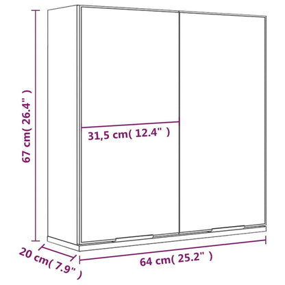 Bathroom Mirror Cabinet Brown Oak 64x20x67 cm - Bend