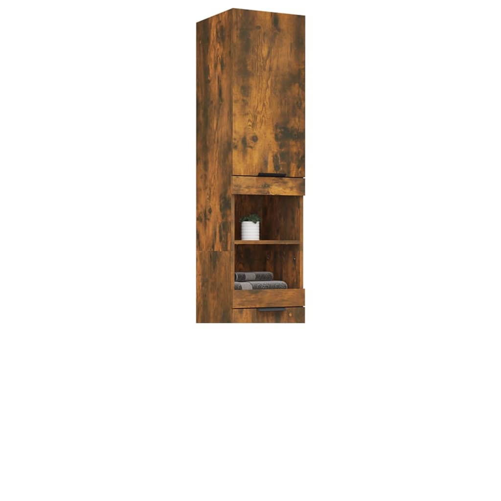 Bathroom Cabinet Smoked Oak 32x34x188.5 cm Engineered Wood - Bend