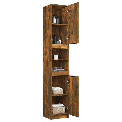 Bathroom Cabinet Smoked Oak 32x34x188.5 cm Engineered Wood - Bend