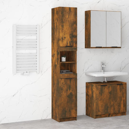 Bathroom Cabinet Smoked Oak 32x34x188.5 cm Engineered Wood - Bend