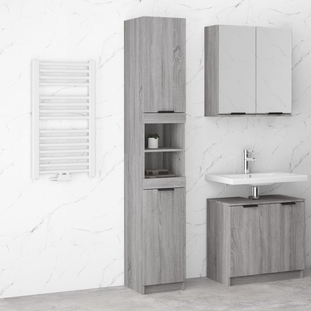 Bathroom Cabinet Grey Sonoma 32x34x188.5 cm Engineered Wood - Bend