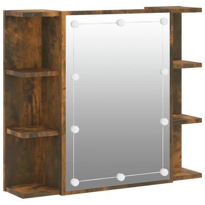 Mirror Cabinet with LED Smoked Oak 70x16.5x60 cm - Bend