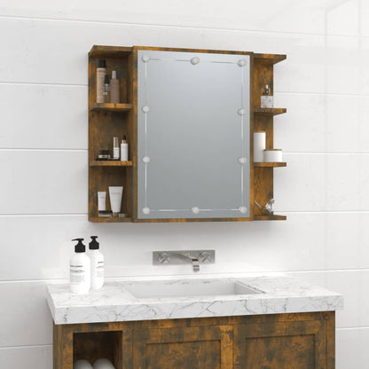 Mirror Cabinet with LED Smoked Oak 70x16.5x60 cm - Bend