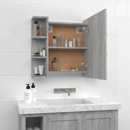 Mirror Cabinet with LED Grey Sonoma 70x16.5x60 cm - Bend