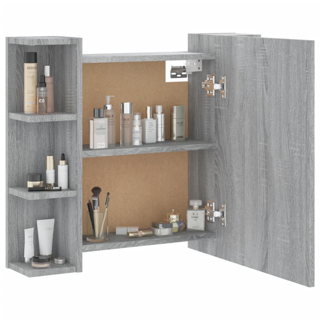 Mirror Cabinet with LED Grey Sonoma 70x16.5x60 cm - Bend