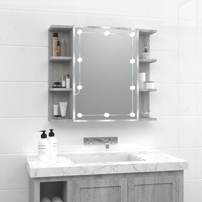 Mirror Cabinet with LED Grey Sonoma 70x16.5x60 cm - Bend