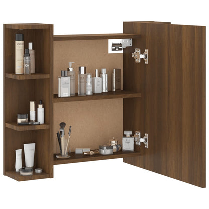 Mirror Cabinet with LED Brown Oak 70x16.5x60 cm - Bend