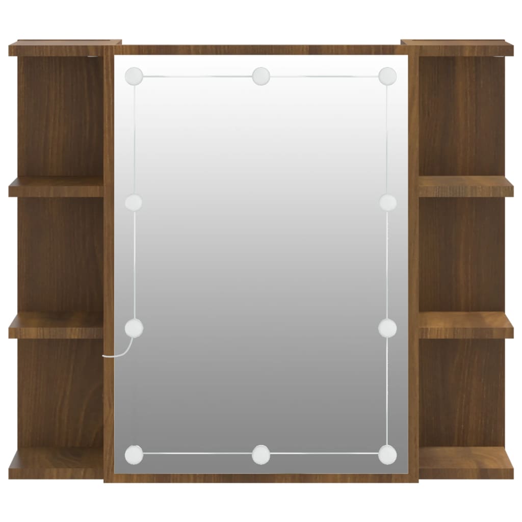 Mirror Cabinet with LED Brown Oak 70x16.5x60 cm - Bend