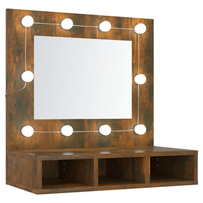 Mirror Cabinet with LED Smoked Oak 60x31.5x62 cm - Bend