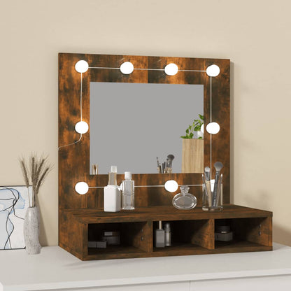 Mirror Cabinet with LED Smoked Oak 60x31.5x62 cm - Bend