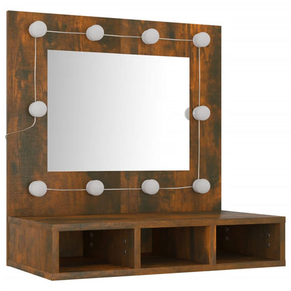 Mirror Cabinet with LED Smoked Oak 60x31.5x62 cm - Bend