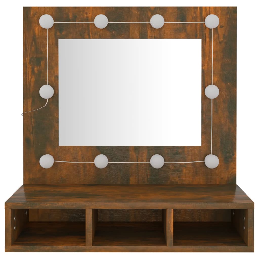 Mirror Cabinet with LED Smoked Oak 60x31.5x62 cm - Bend