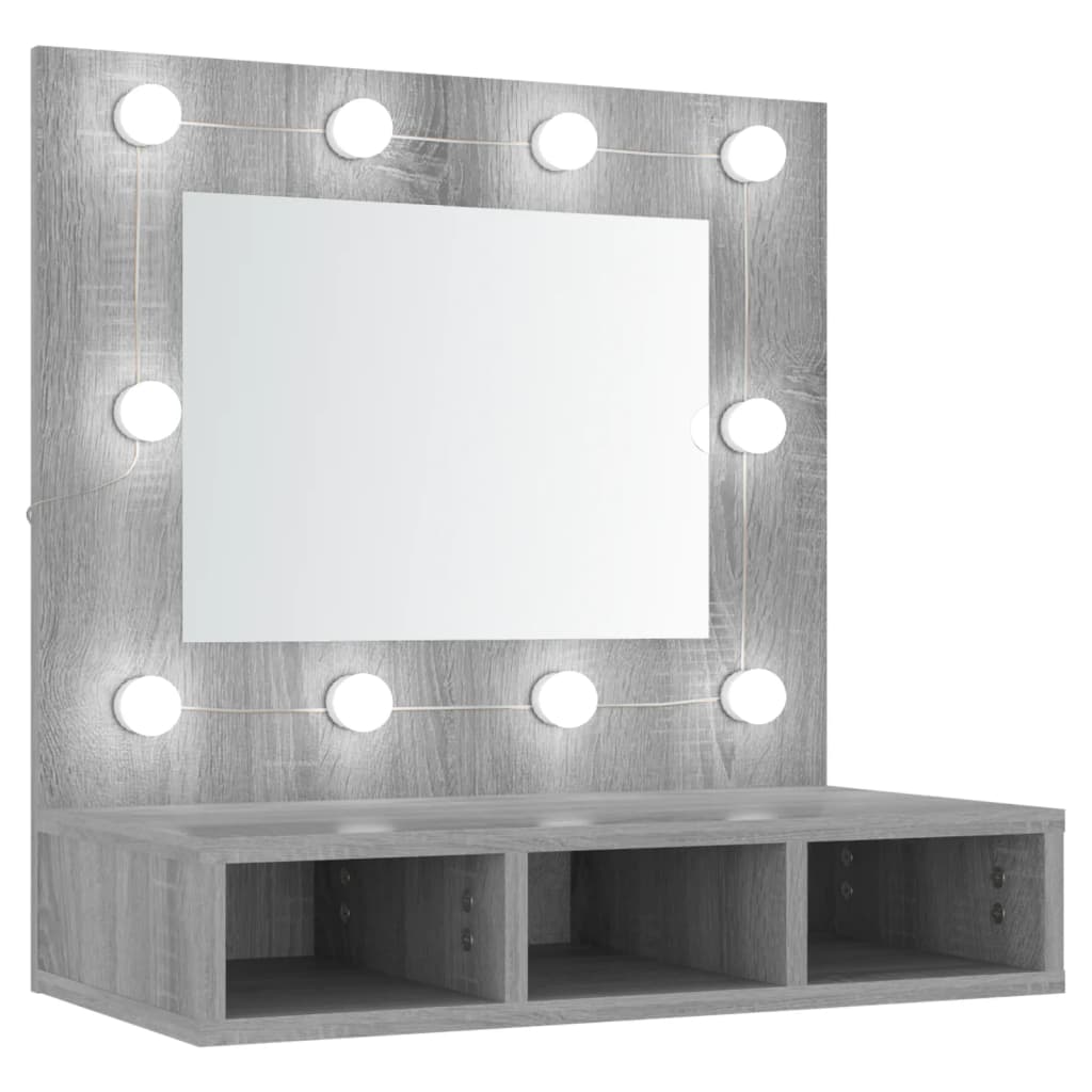 Mirror Cabinet with LED Grey Sonoma 60x31.5x62 cm - Bend