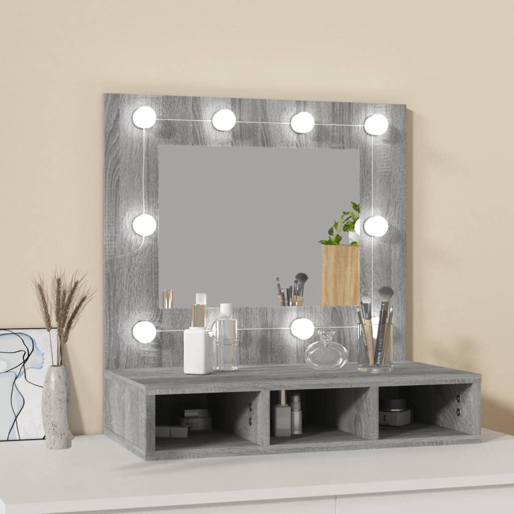 Mirror Cabinet with LED Grey Sonoma 60x31.5x62 cm - Bend