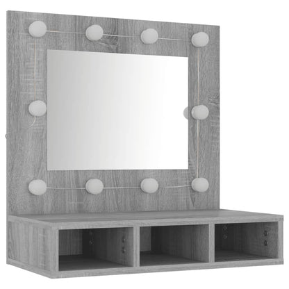 Mirror Cabinet with LED Grey Sonoma 60x31.5x62 cm - Bend