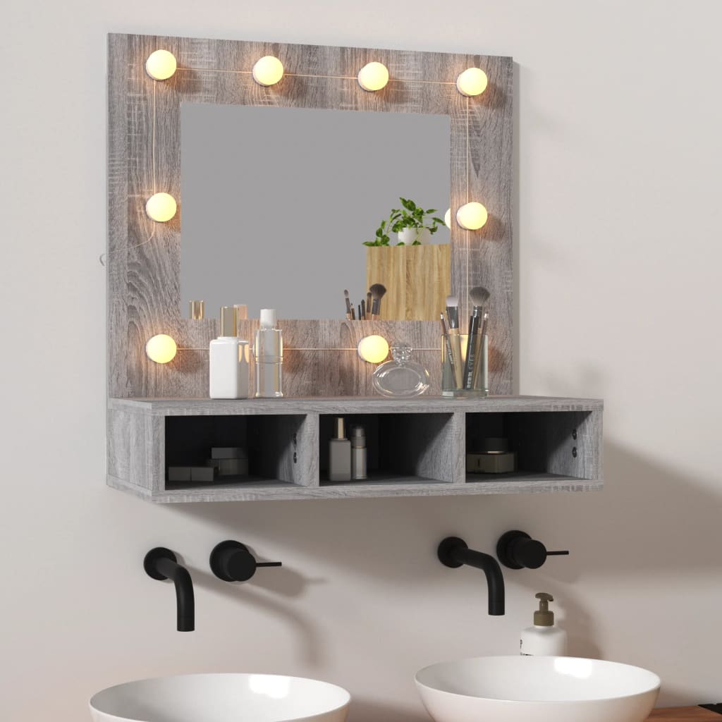 Mirror Cabinet with LED Grey Sonoma 60x31.5x62 cm - Bend