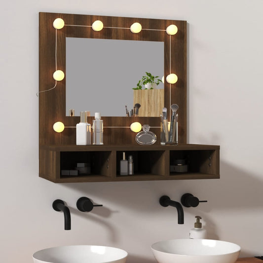 Mirror Cabinet with LED Brown Oak 60x31.5x62 cm - Bend