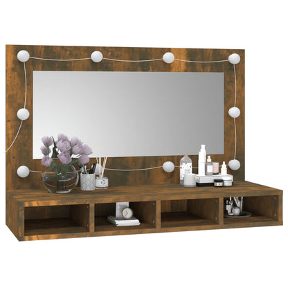 Mirror Cabinet with LED Smoked Oak 90x31.5x62 cm - Bend