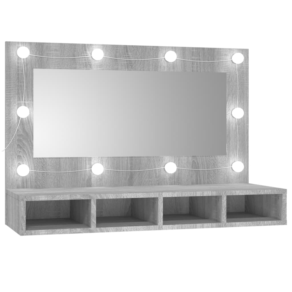 Mirror Cabinet with LED Grey Sonoma 90x31.5x62 cm - Bend