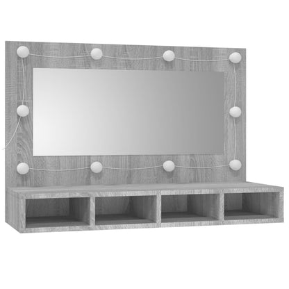 Mirror Cabinet with LED Grey Sonoma 90x31.5x62 cm - Bend