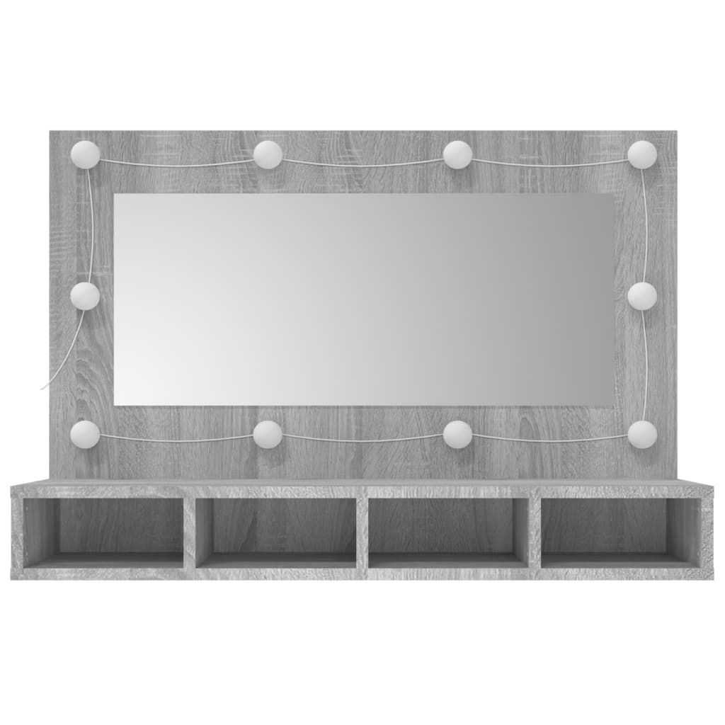 Mirror Cabinet with LED Grey Sonoma 90x31.5x62 cm - Bend