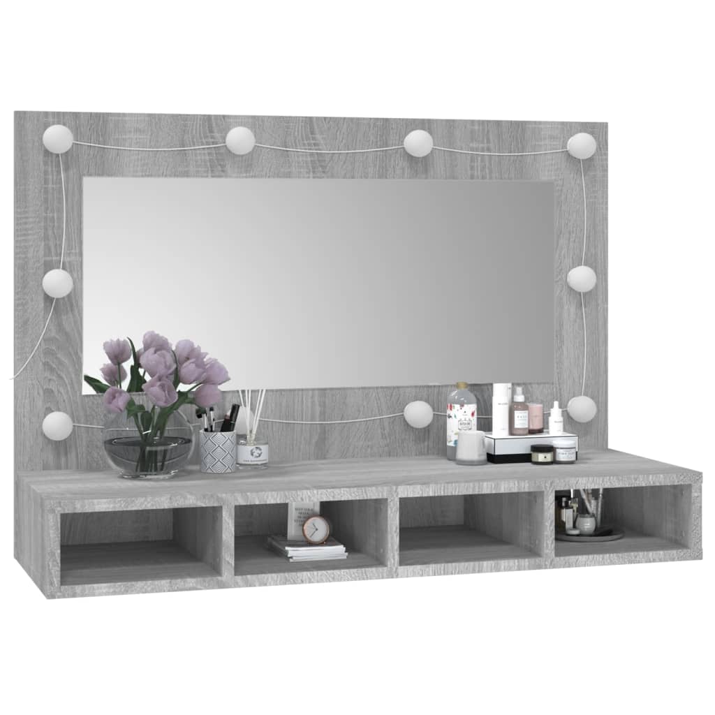 Mirror Cabinet with LED Grey Sonoma 90x31.5x62 cm - Bend