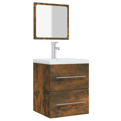 Bathroom Cabinet with Mirror Smoked Oak 41x38.5x48 cm Engineered Wood