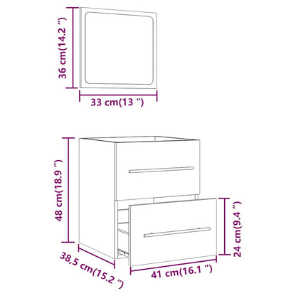 Bathroom Cabinet with Mirror Smoked Oak 41x38.5x48 cm Engineered Wood