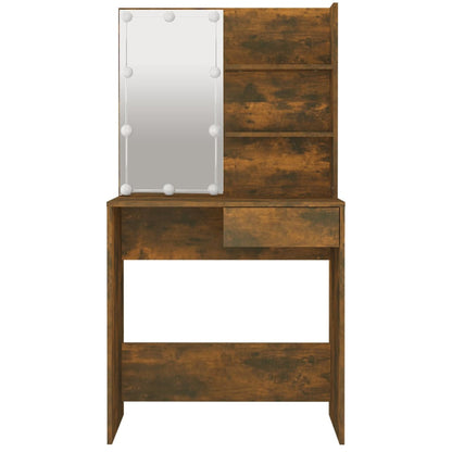 Dressing Table with LED Smoked Oak 74.5x40x141 cm - Bend