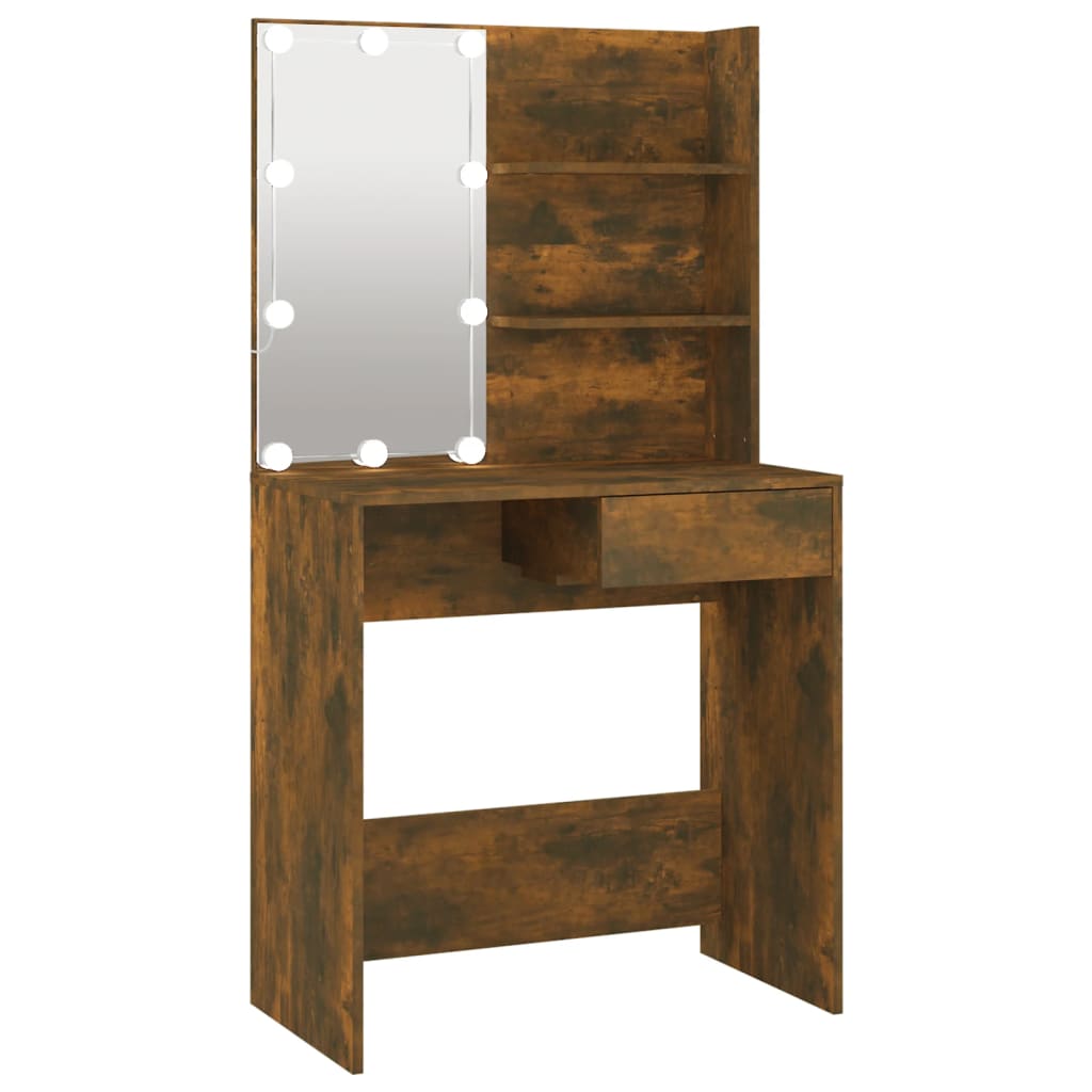 Dressing Table with LED Brown Oak 74.5x40x141 cm - Bend