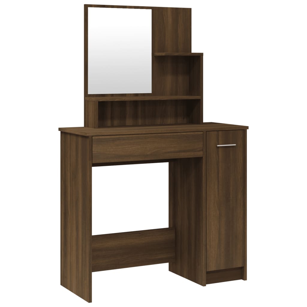 Dressing Table with Mirror Brown Oak 86.5x35x136 cm - Bend