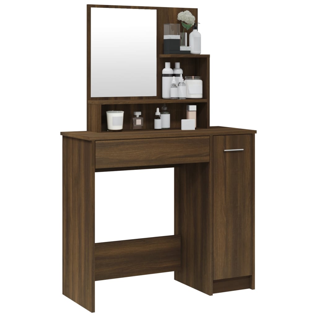 Dressing Table with Mirror Brown Oak 86.5x35x136 cm - Bend