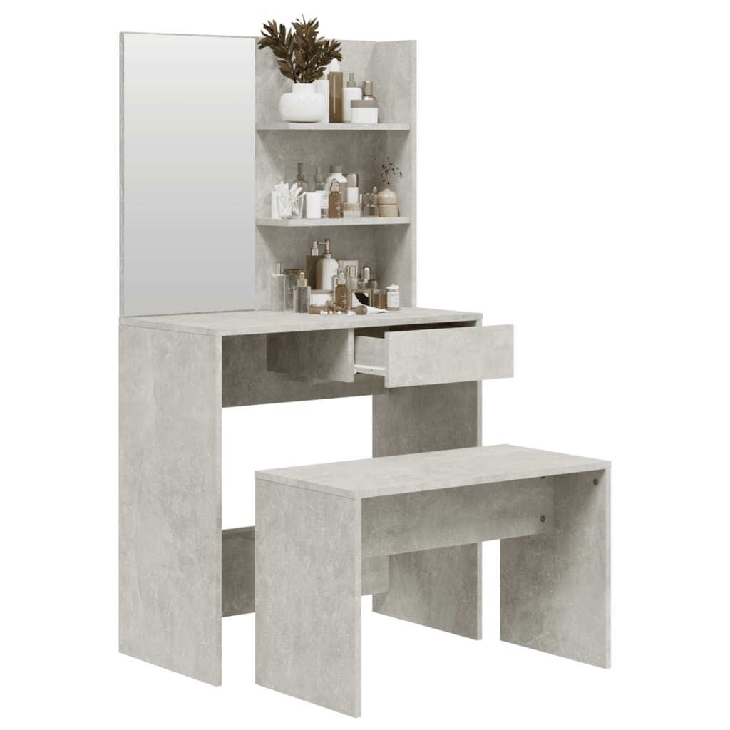 Dressing Table Set Concrete Grey 74.5x40x141 cm - Bend