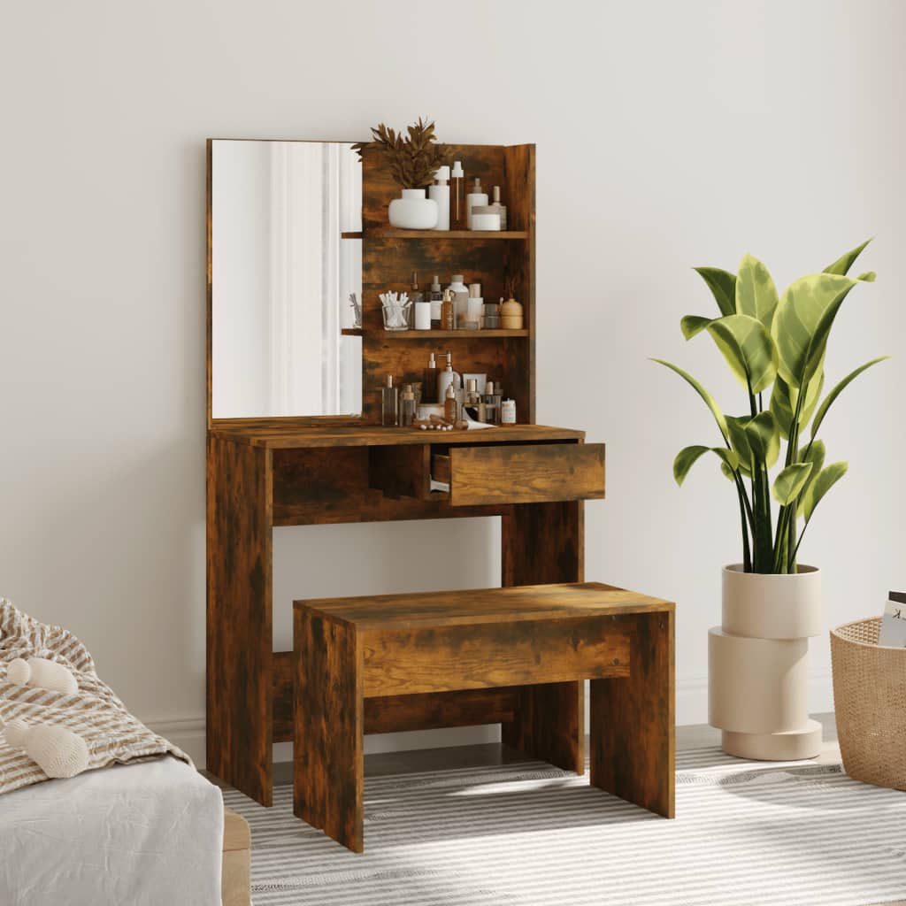 Dressing Table Set Smoked Oak 74.5x40x141 cm - Bend