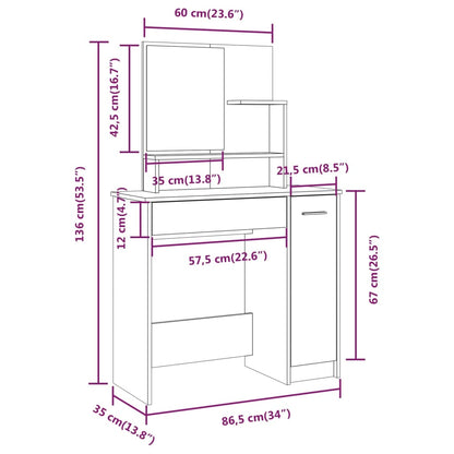 Dressing Table Set Black 86.5x35x136 cm - Bend