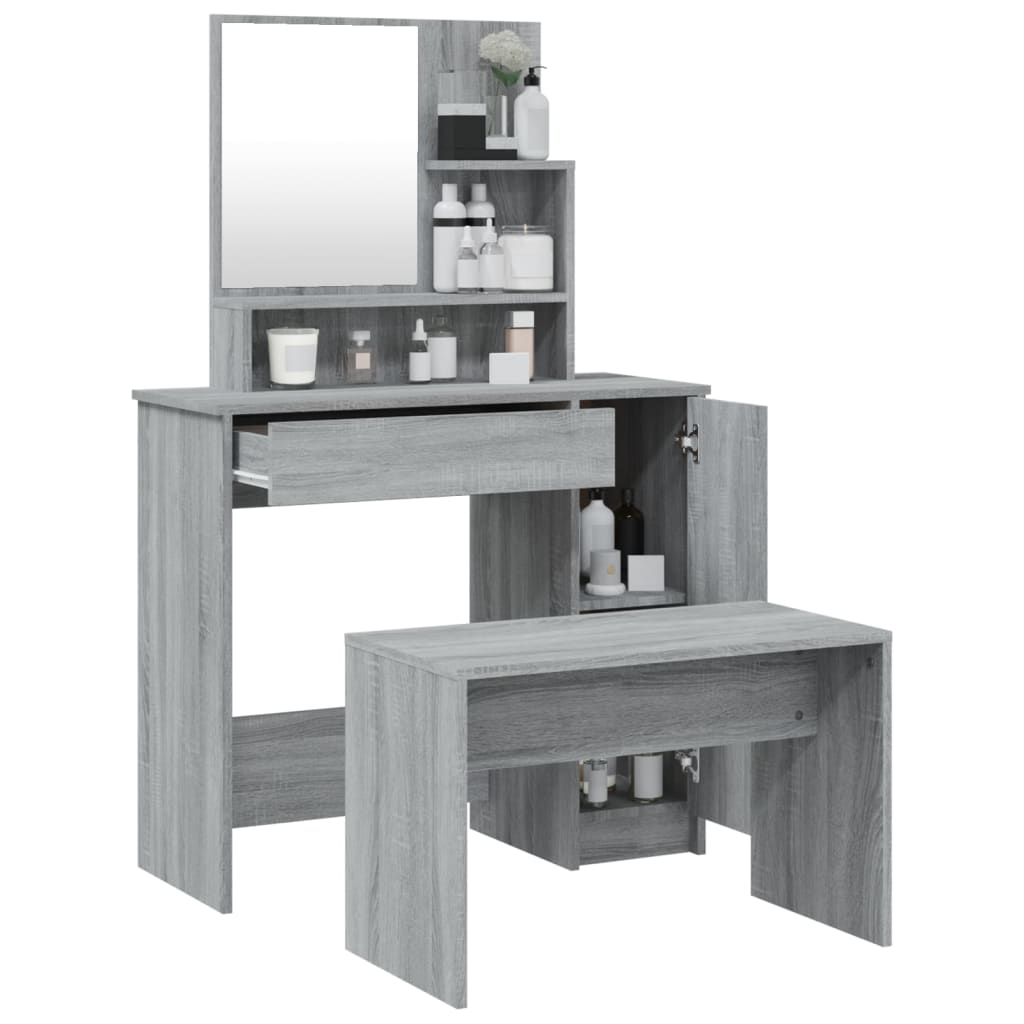 Dressing Table Set Grey Sonoma 86.5x35x136 cm - Bend