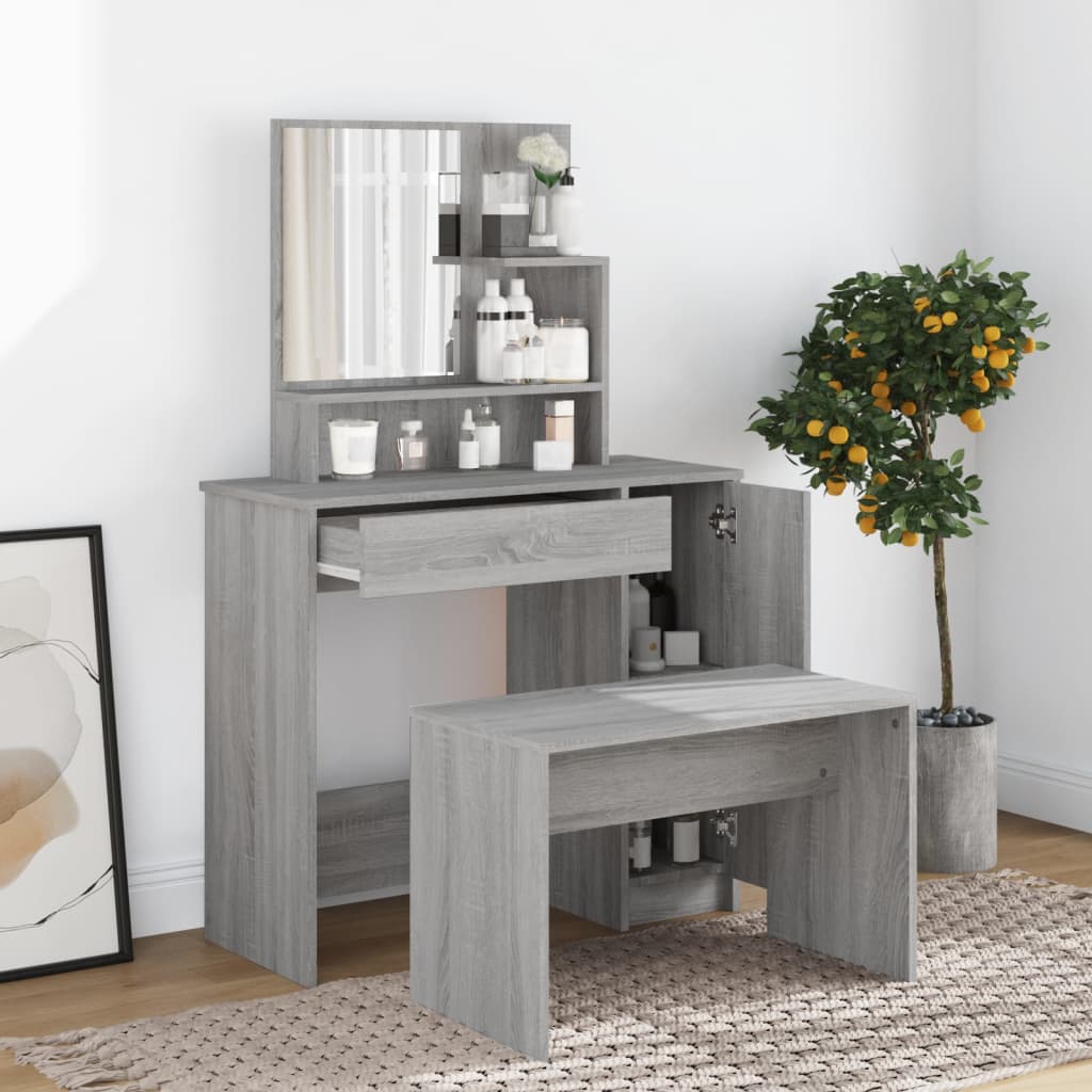 Dressing Table Set Grey Sonoma 86.5x35x136 cm - Bend