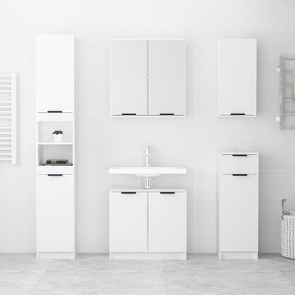 5 Piece Bathroom Cabinet Set White Engineered Wood