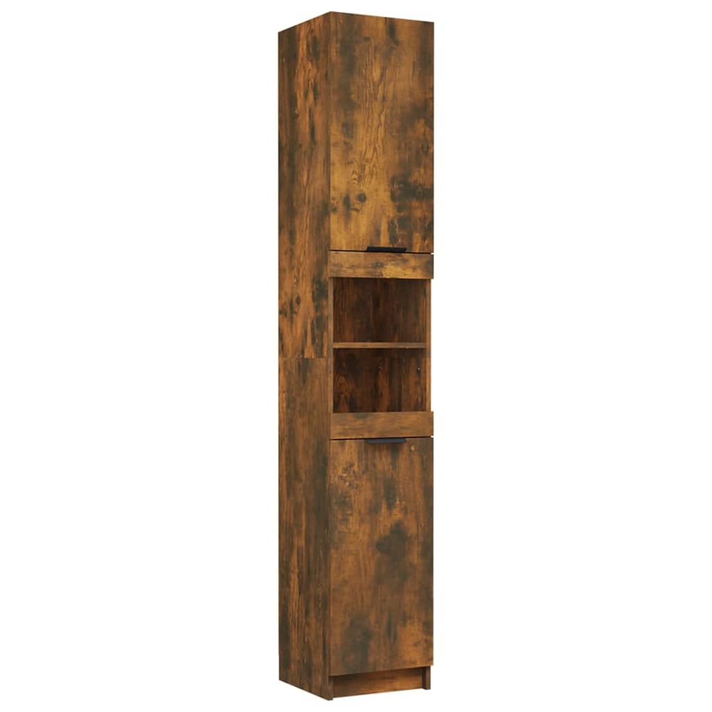 5 Piece Bathroom Cabinet Set Smoked Oak Engineered Wood