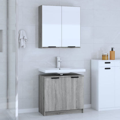 2 Piece Bathroom Cabinet Set Grey Sonoma Engineered Wood