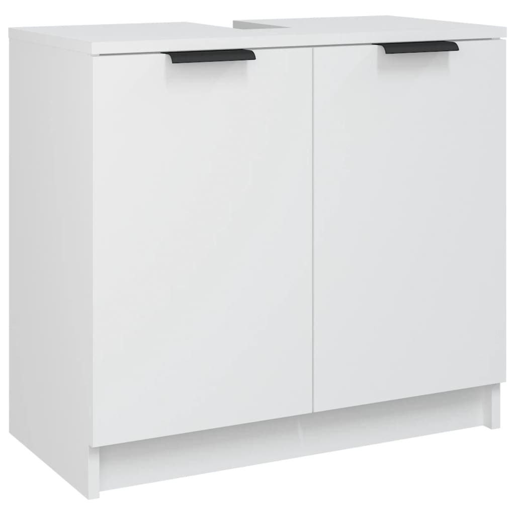 3 Piece Bathroom Cabinet Set White Engineered Wood