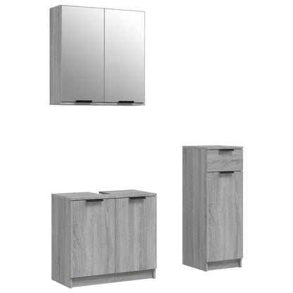 3 Piece Bathroom Cabinet Set Grey Sonoma Engineered Wood