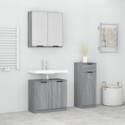 3 Piece Bathroom Cabinet Set Grey Sonoma Engineered Wood